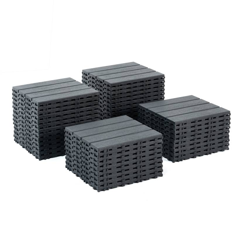 Outdoor Grey Deck Tiles - Durable Interlocking Patio Solution