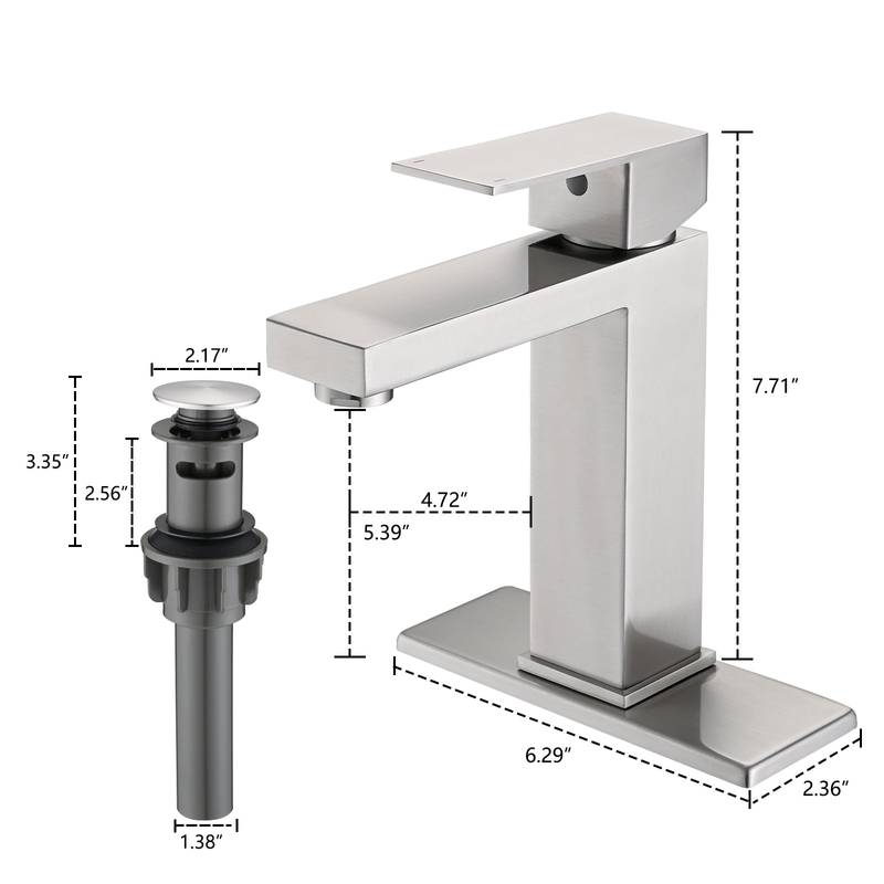 Sleek Stainless Steel Bathroom Faucet with Deckplate and Drain