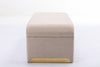 Chic Beige Boucle Ottoman with Gold Legs