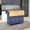 Blue Rolling Kitchen Island with Drop Leaf & Storage