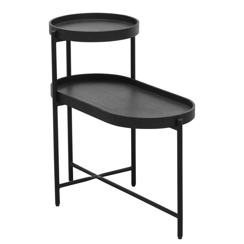 Chic Black Storage Side Table for Living Room
