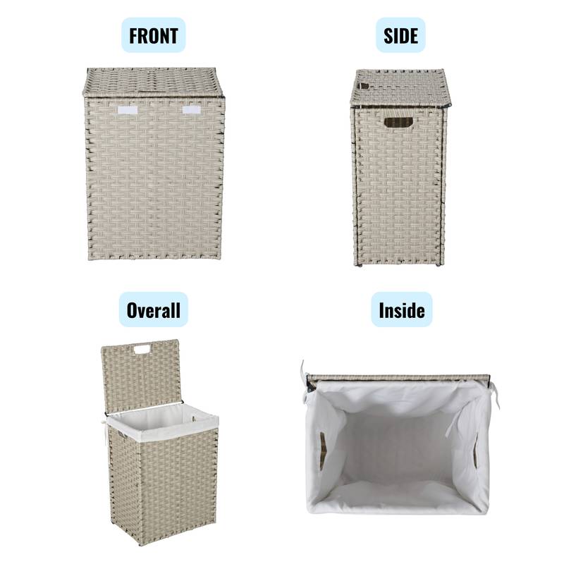 Stylish Grey Laundry Hamper with Removable Bags