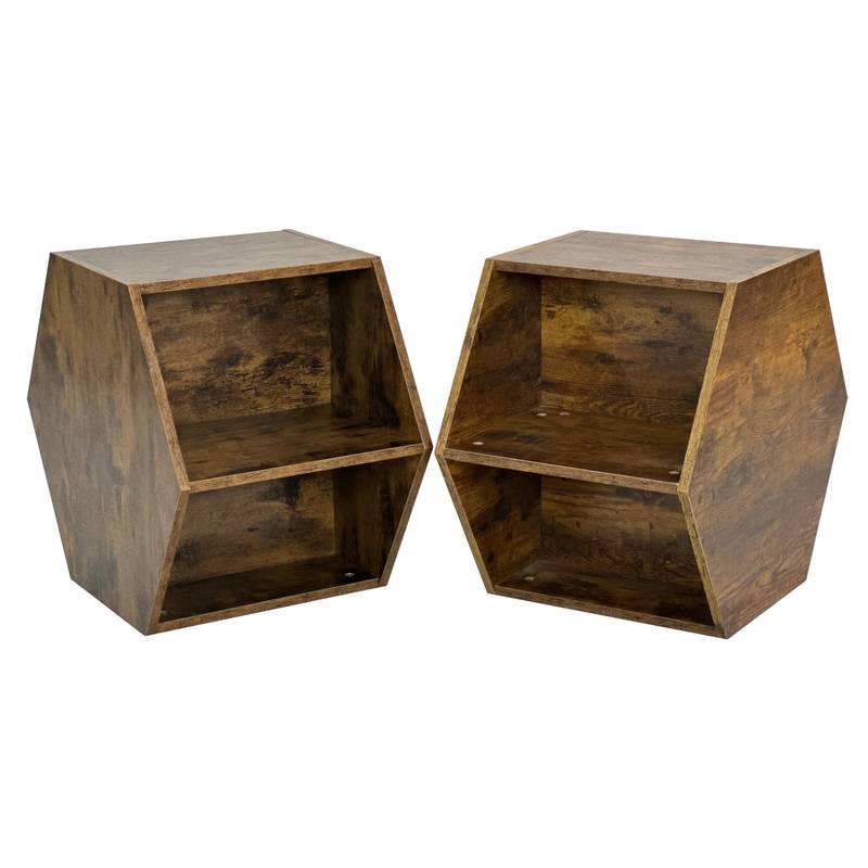 Chic Hexagon Wood Coffee & Side Table Set