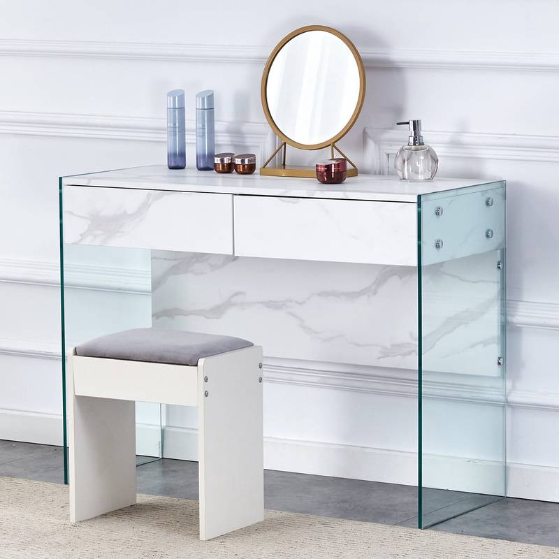Eco-Friendly Minimalist Dresser & Desk with Double Drawers