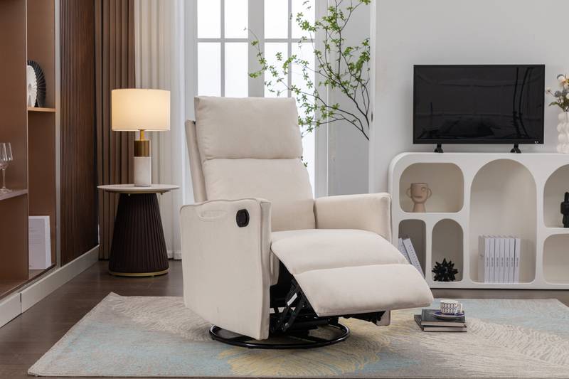 Cozy Beige Swivel Rocker Glider Chair