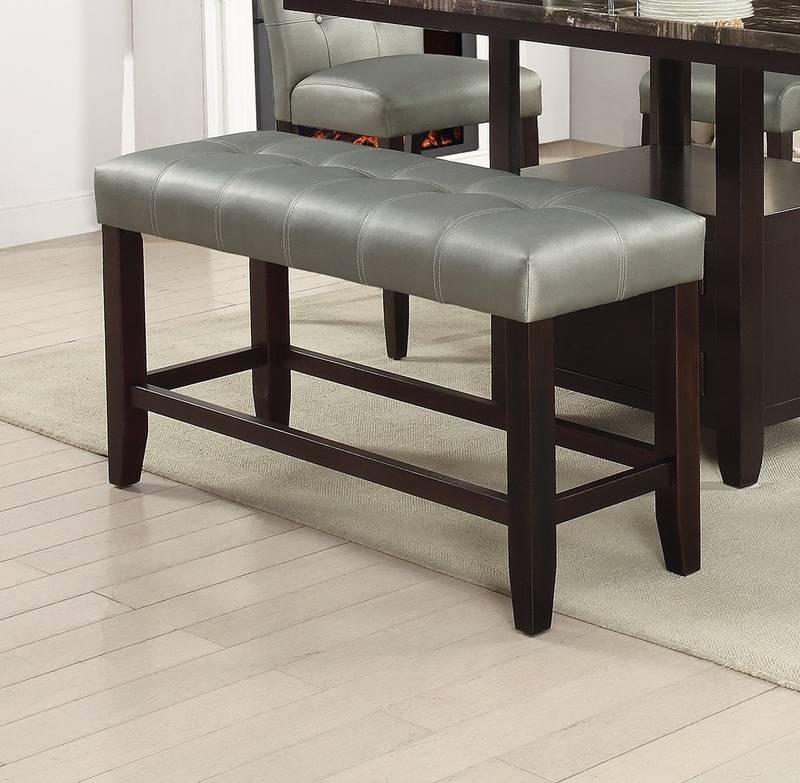 Chic Counter Height Dining Bench with Cozy Tufted Cushion