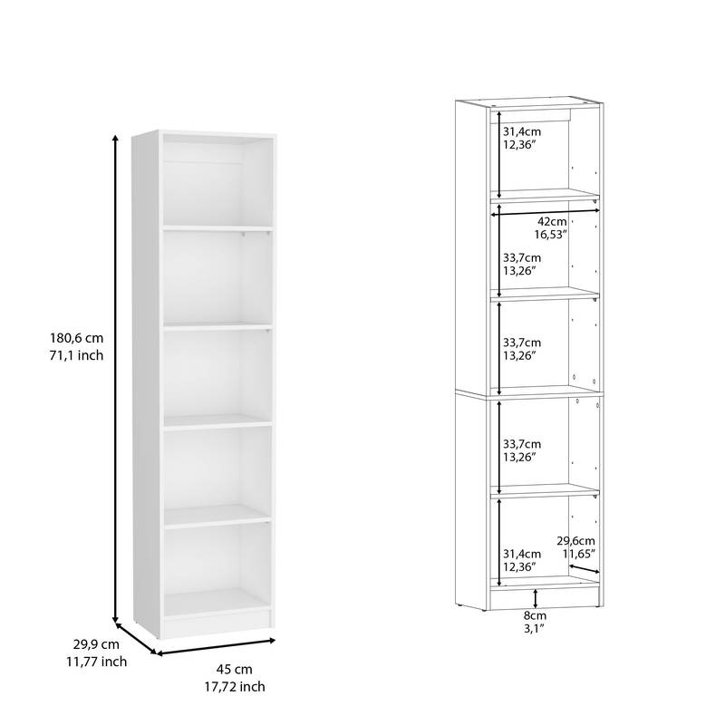 Vinton XS White Compact Bookshelf