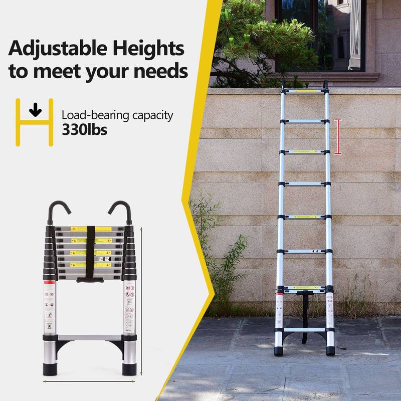 Versatile Telescopic Ladder with Stabilizers and Hooks