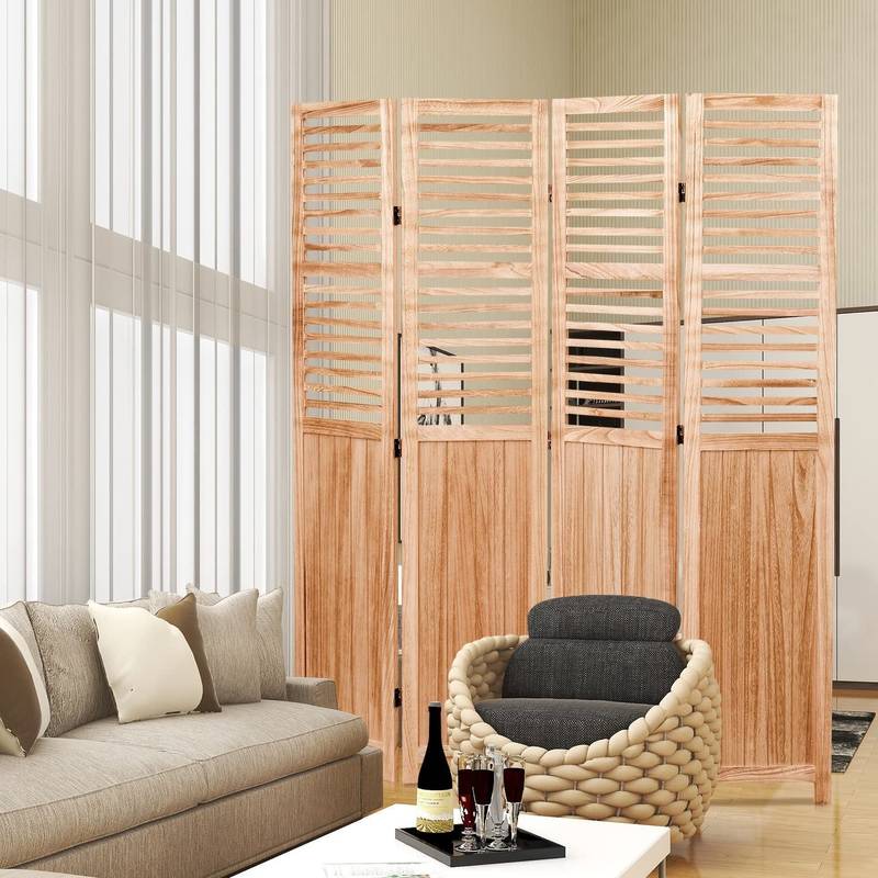 Natural Wood Folding Room Divider
