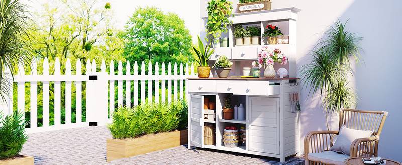 TOPMAX Garden Potting Station - Stylish Storage & Workspace