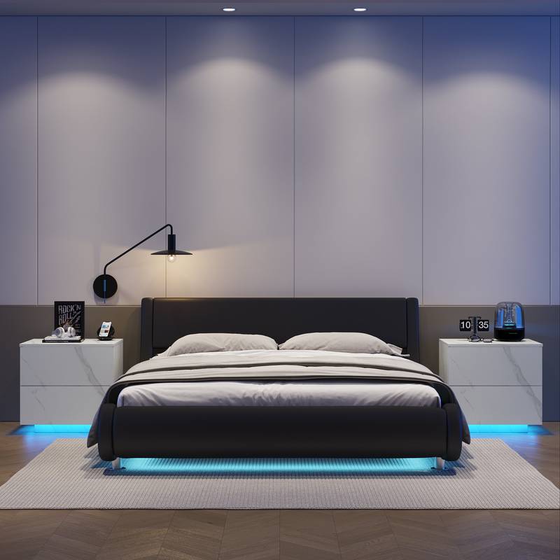 Shining White Nightstands with Drawers
