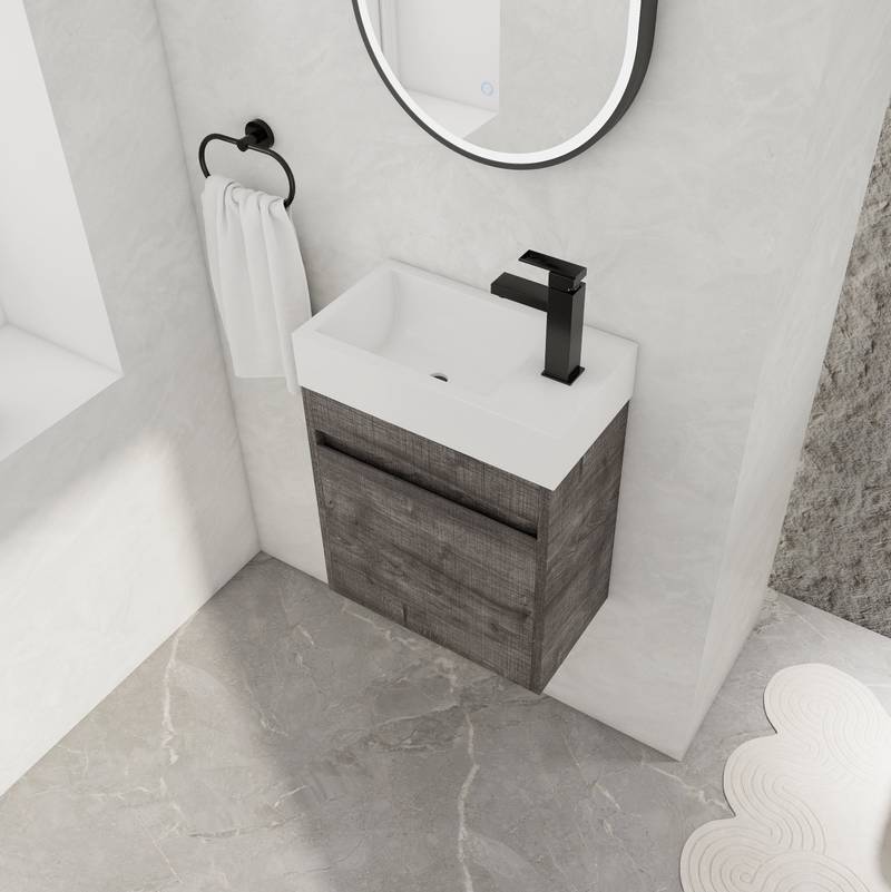 Elegant Wall-Mounted Vanity with Soft-Close Cabinet and Sleek Sink