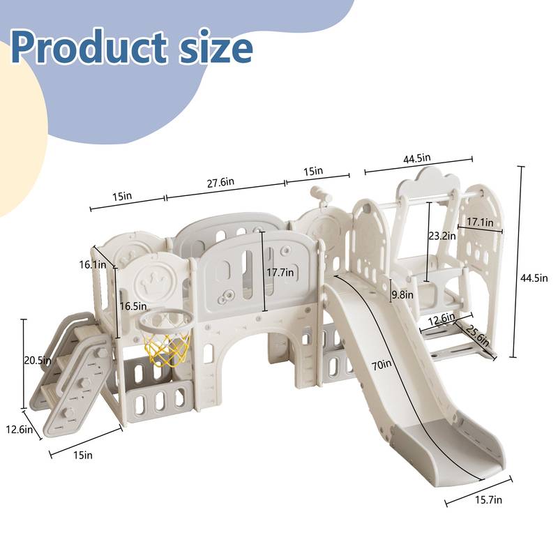 Fun Toddler Playground Slide with Swing & Hoop