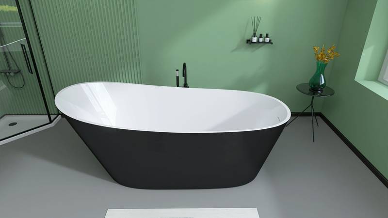 Sleek Oval Soaking Tub - Adjustable Freestanding Design with Stylish Overflow & Drain