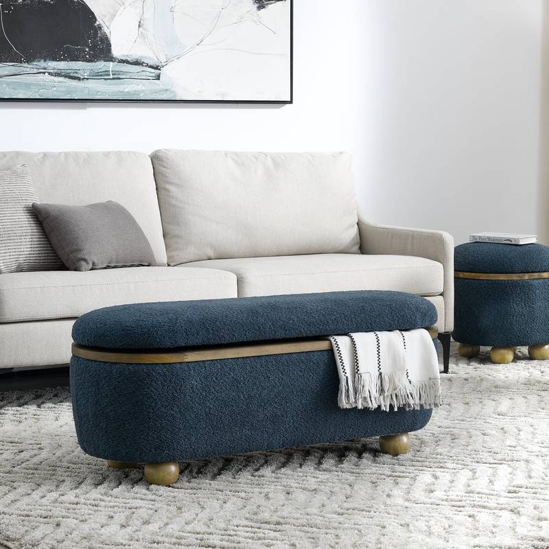 Cozy Blue Storage Ottoman Bench