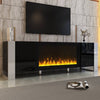Sleek Black TV Stand with Cozy Electric Fireplace