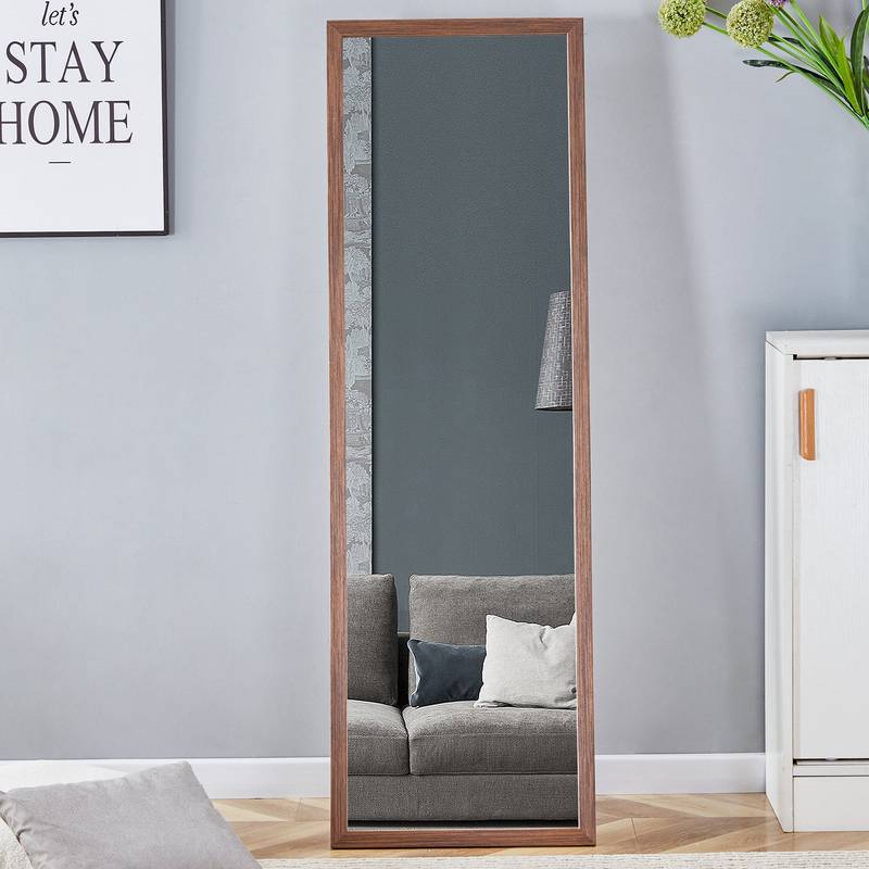 Elegant Wood Grain Full-Length Mirror