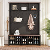Chic Farmhouse Entryway Bench with Hooks & Shelves