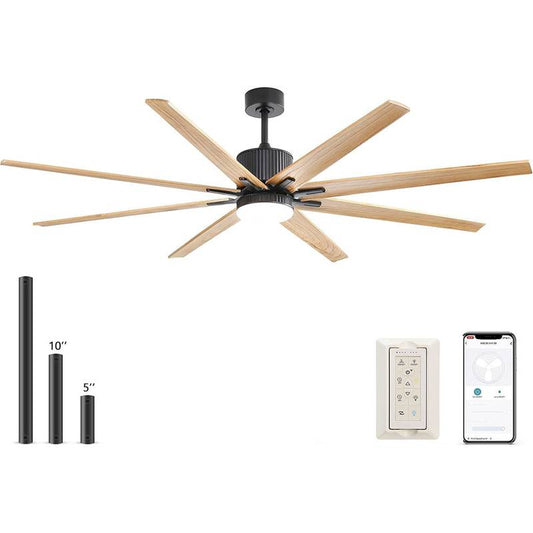 Sleek Black Ceiling Fan with Remote & Dimmable LED Light