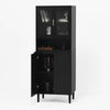 Sleek Adjustable Glass Door Bookcase - Black storage for Living & Bedroom