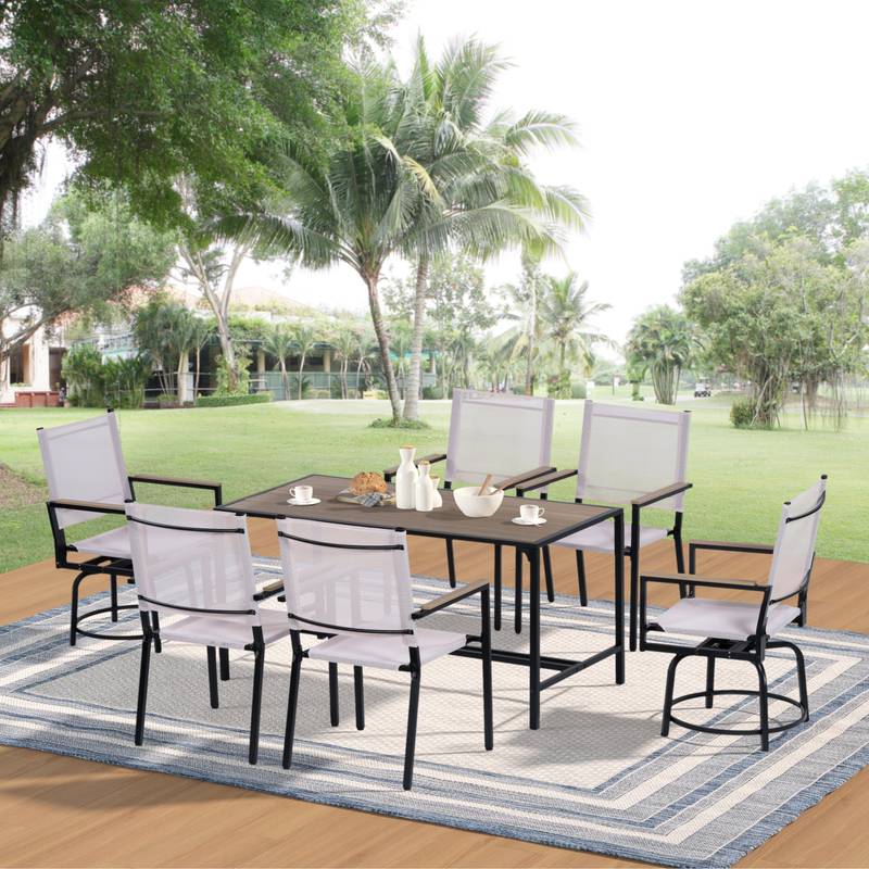 Chic Outdoor Dining Set with Swivel Chairs