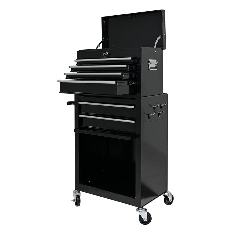 Rolling Tool Chest on Wheels – Black Storage Cabinet with Drawers