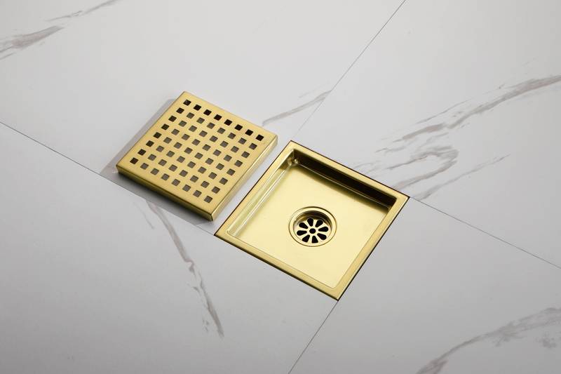 Sleek Square Shower Drain with Removable Grate
