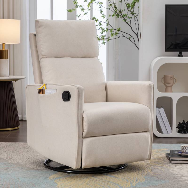 Cozy Beige Swivel Rocker Glider Chair