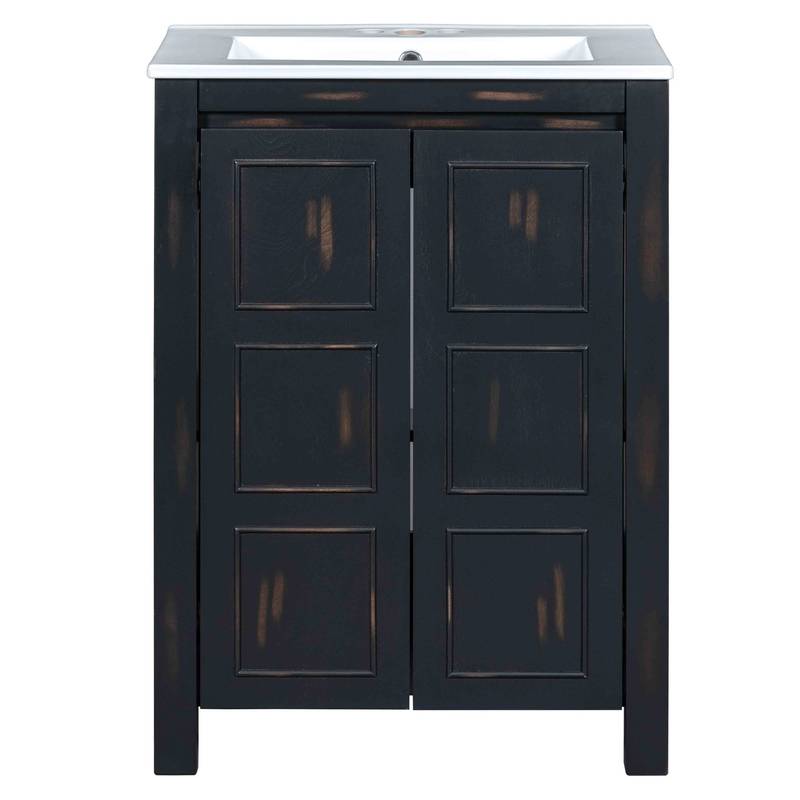 Charming Vintage Bathroom Vanity with Ceramic Sink and Soft-Close Doors