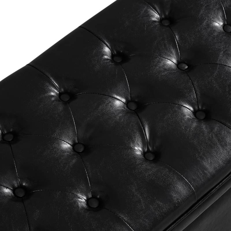 Chic Black Storage Bench with Tufted Detail
