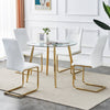 Chic Gold-Accent Dining Set with Cushioned Chairs
