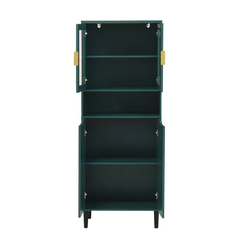 Stylish Green Glass Door Bookcase - Versatile Storage for Any Room