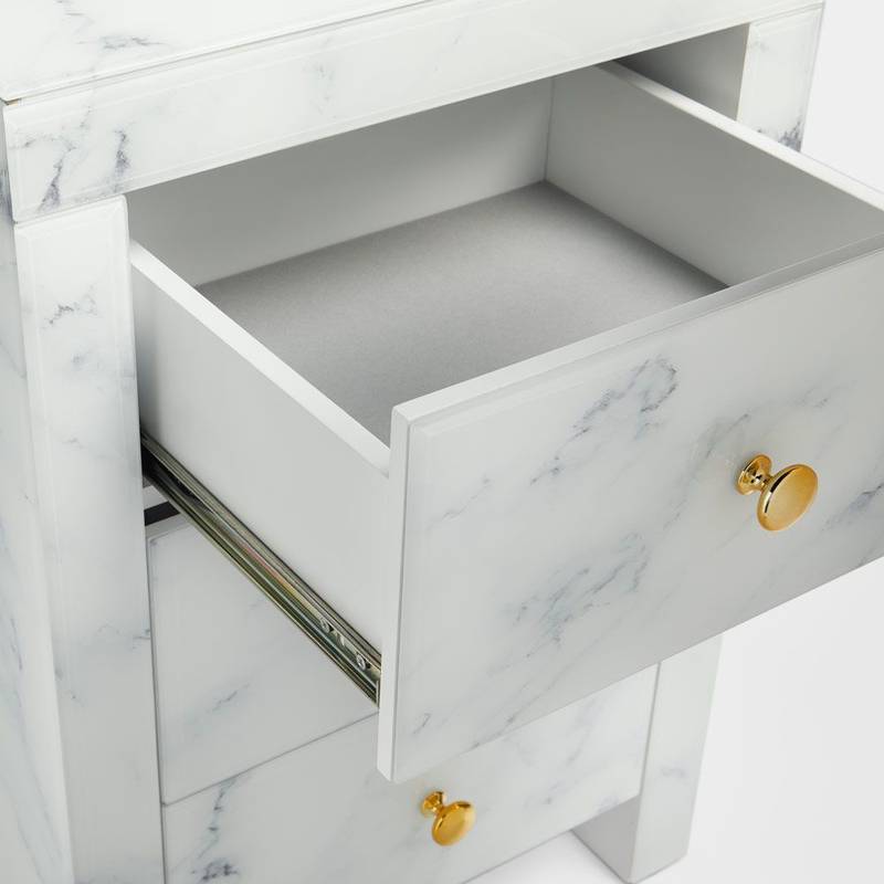 Chic Marble Nightstand with Three Drawers