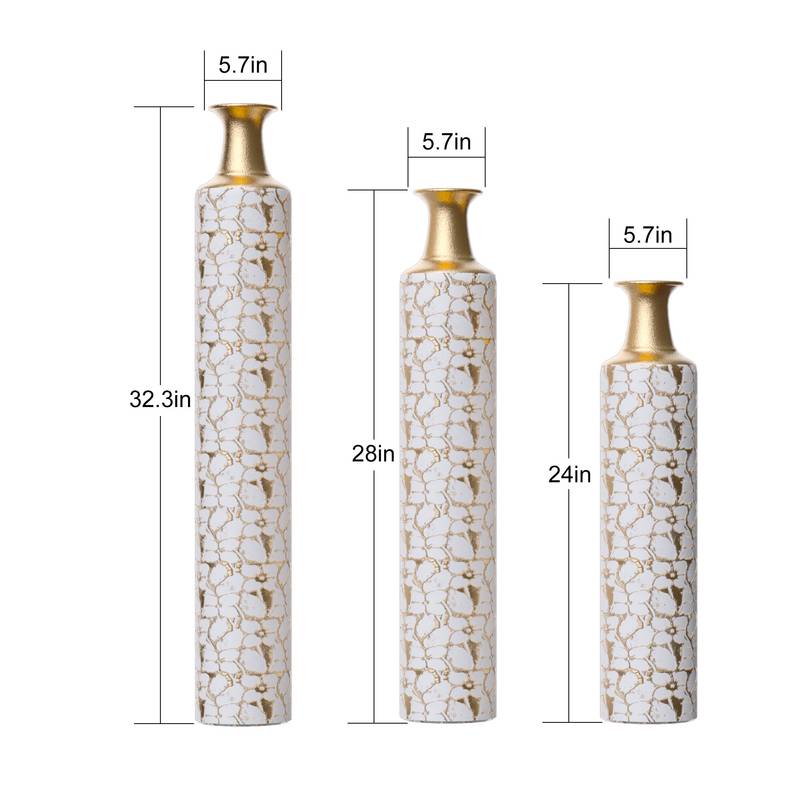 Golden Elegance: Vintage Floor Vase Set