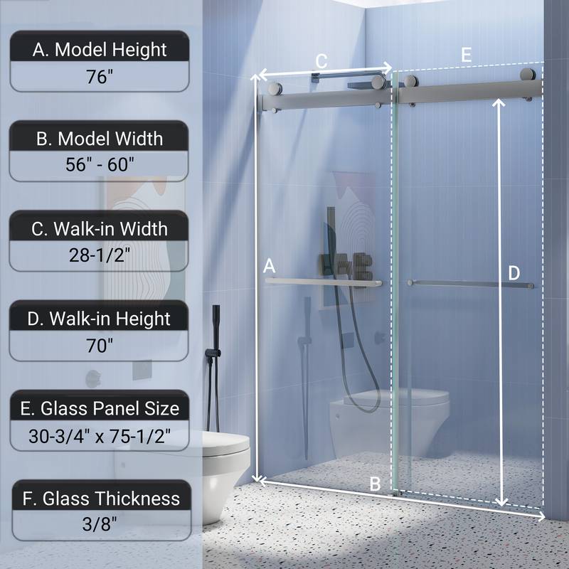 Sleek Frameless Soft-Close Shower Door in Chrome
