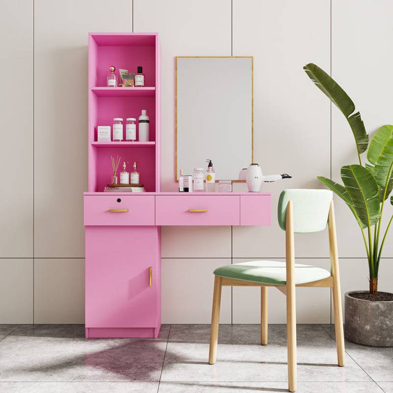 Chic Pink Hair Station with Stylish Storage