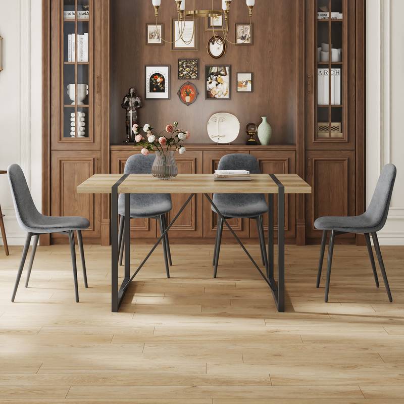 Rustic Modern Dining Set with Upholstered Chairs