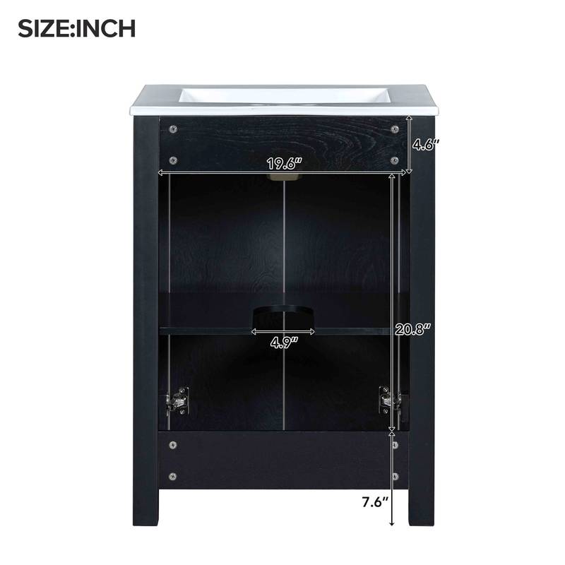 Charming Vintage Bathroom Vanity with Ceramic Sink and Soft-Close Doors