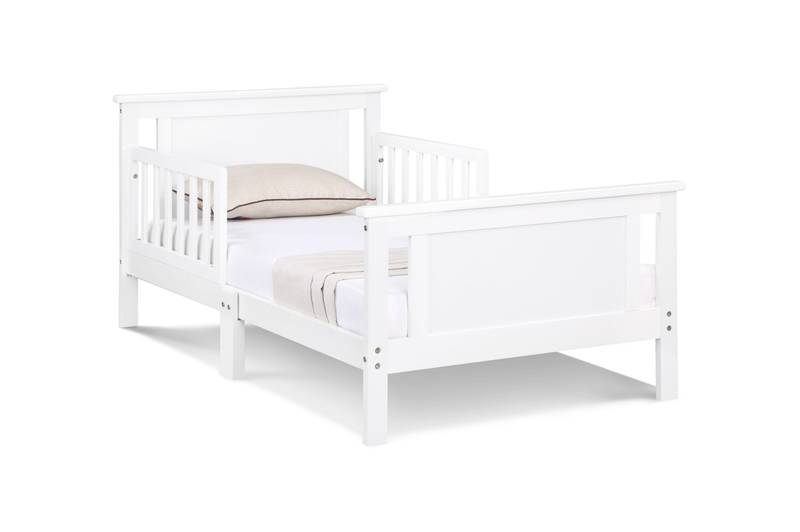 Cozy Convertible Toddler Bed in White & Gray