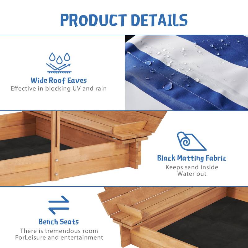 Magic Sand Playground with Adjustable Cover and Cozy Benches