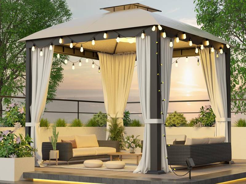 Cozy Retreat Gazebo with Bug Net & Sunshade