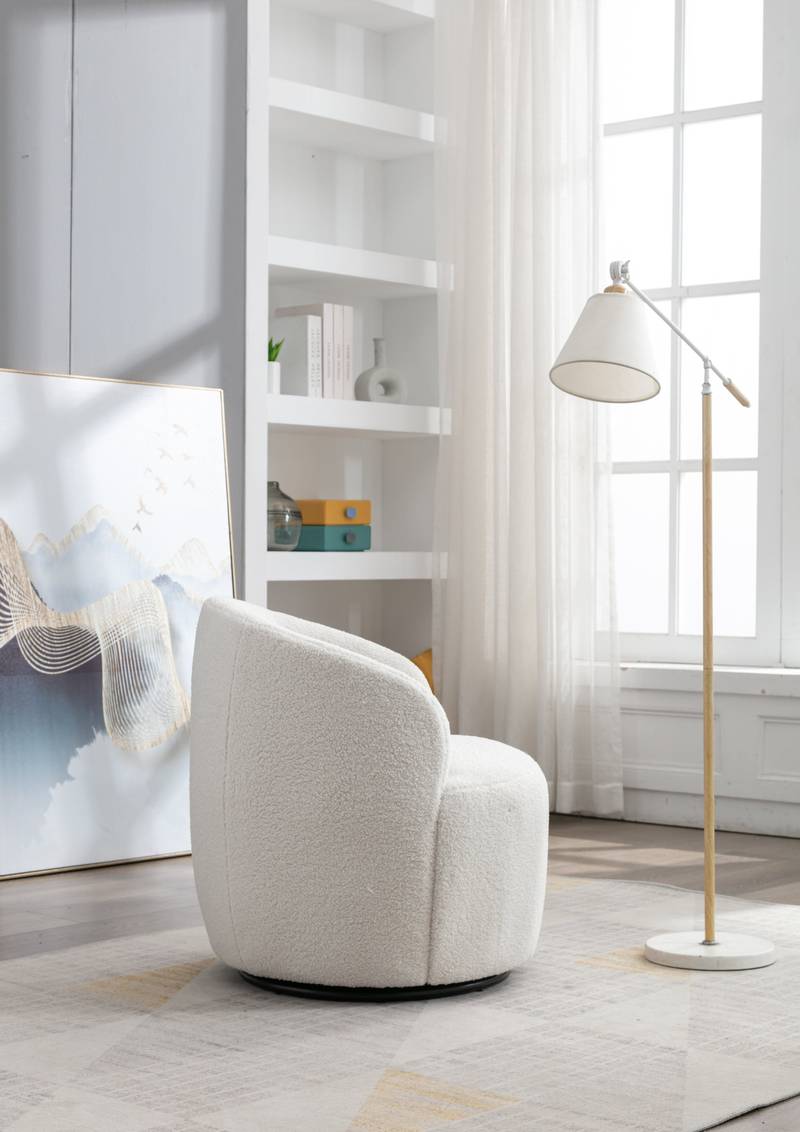 Cozy Ivory Swivel Accent Chair