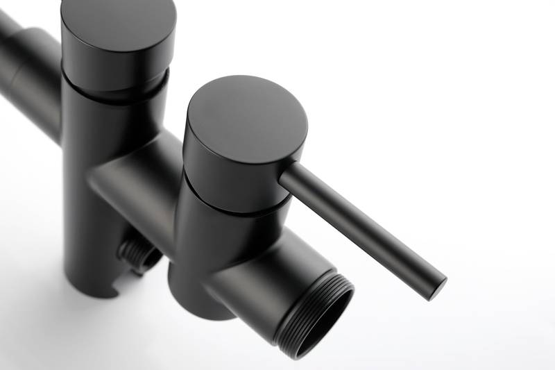 Sleek Matte Black Freestanding Bathtub Faucet with Handheld Shower