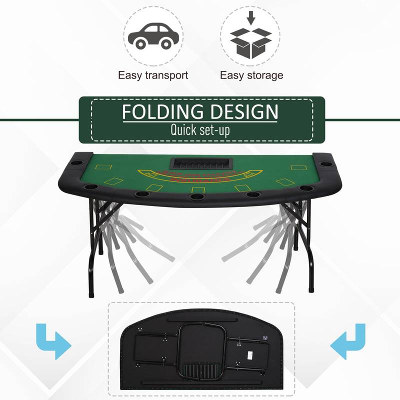 Green Felt Poker Table - Foldable Fun for Friends