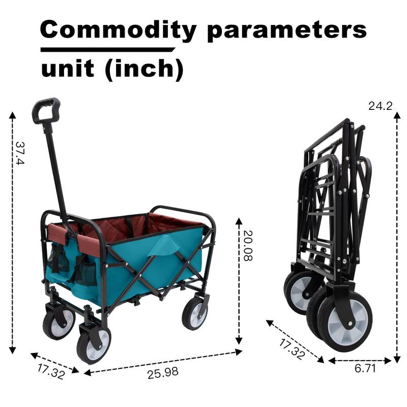 Cyan Collapsible Utility Wagon with Liners
