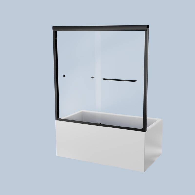 Sleek Matte Black Double Sliding Tub Door