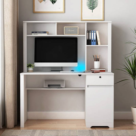 Smart Study Station: Stylish Desk with Storage and Charging Hub
