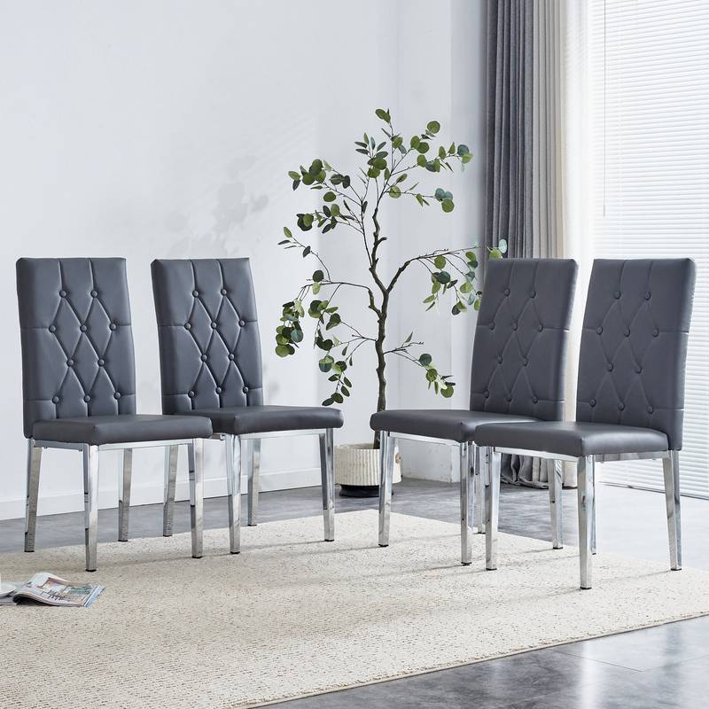 Stylish Gray Armless Dining Chairs Set