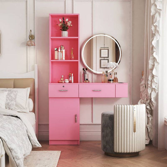Chic Pink Hair Station with Stylish Storage