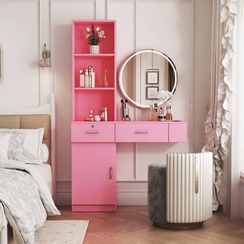 Chic Pink Hair Station with Stylish Storage